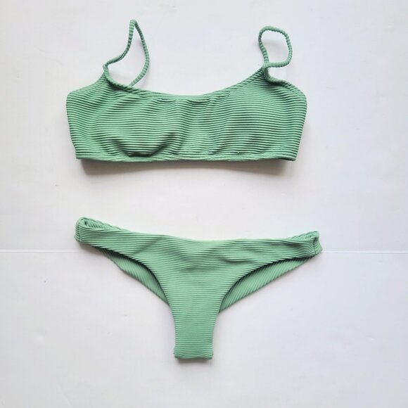Billabong Safari Green Skini Mini Bra Crop Bikini Top and Cheeky Bikini Bottoms - Picture 5 of 12